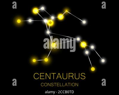 Centaurus constellation. Bright yellow stars in the night sky. A cluster of stars in deep space, the universe. Vector illustration Stock Vector