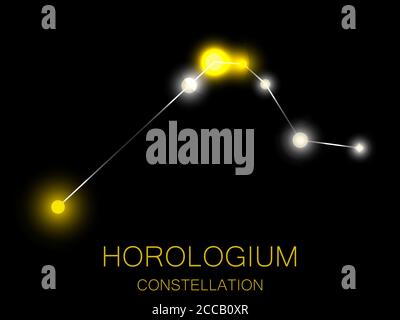Horologium constellation. Bright yellow stars in the night sky. A cluster of stars in deep space, the universe. Vector illustration Stock Vector