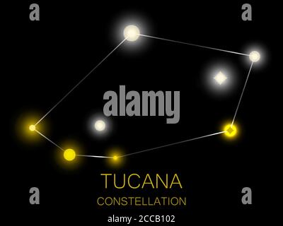 Tucana constellation. Bright yellow stars in the night sky. A cluster of stars in deep space, the universe. Vector illustration Stock Vector