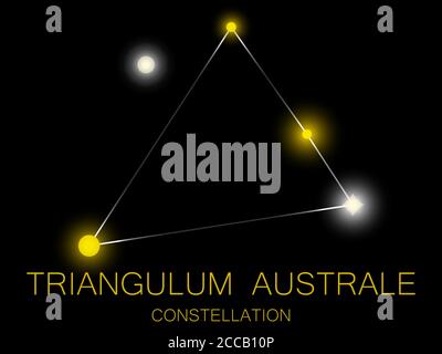 Triangulum Australe constellation. Bright yellow stars in the night sky. A cluster of stars in deep space, the universe. Vector illustration Stock Vector