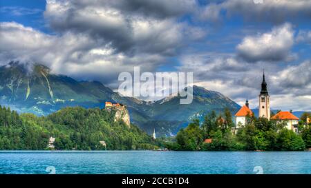 Scenic view of Bled, Slowenia Stock Photo