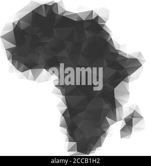 Low poly map of Africa. Vector illustration mosaic of triangles in shades od grey Stock Vector