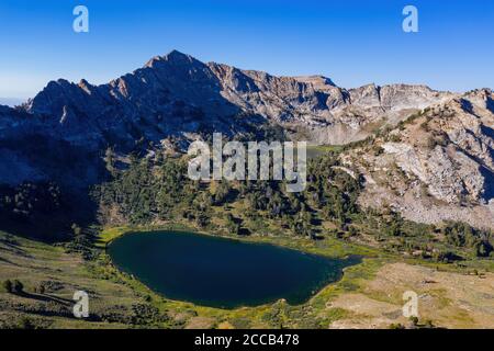 Aerial view of the beautiful Favre Lake at Ruby Mountain, Nevada Stock Photo
