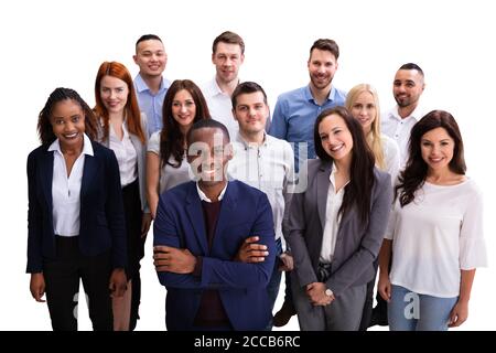 Diverse Group Of Casual Business Persons On White Background Stock Photo