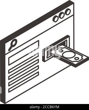 webpage with bill line style icon vector design financial banking commerce and market theme Vector illustration Stock Vector