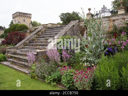Herbaceous border in historic Easton Walled Gardens Stock Photo