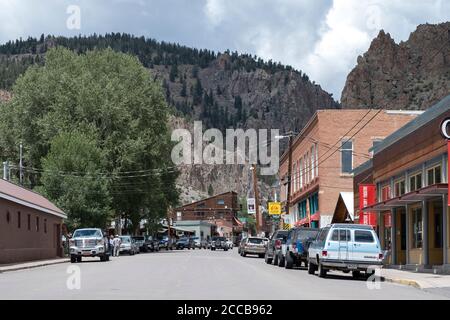 View of Main Street in the town of Creede, Colorado Stock Photo