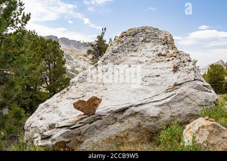 Hear shape rock in the beautiful landscape around the Favre Lake trail at Ruby Mountain, Nevada Stock Photo