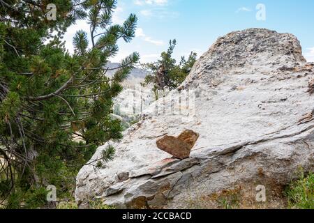 Hear shape rock in the beautiful landscape around the Favre Lake trail at Ruby Mountain, Nevada Stock Photo