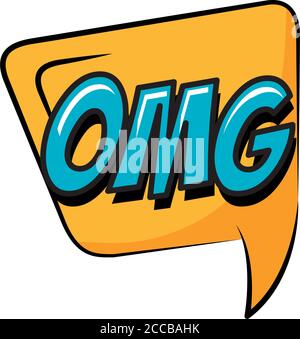 speech bubble with expresion omg word pop art line style vector ...