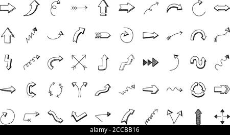 bundle of fifty arrows set icons vector illustration design Stock Vector