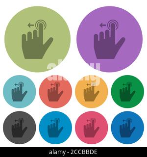 Left handed slide left gesture darker flat icons on color round background Stock Vector