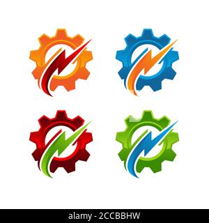 Gear power logo design with gradient color-industrial logo template.EPS 10 Stock Vector