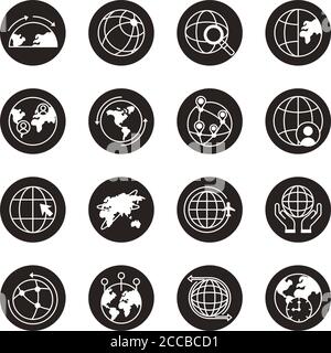 bundle of sixteen world planet set collection icons vector illustration design Stock Vector