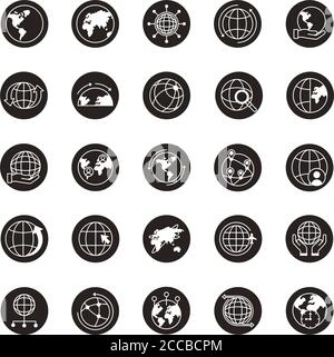 bundle of twenty five world planet set icons vector illustration design Stock Vector