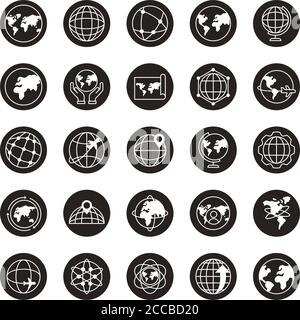 bundle of twenty five world planet set collection icons vector illustration design Stock Vector