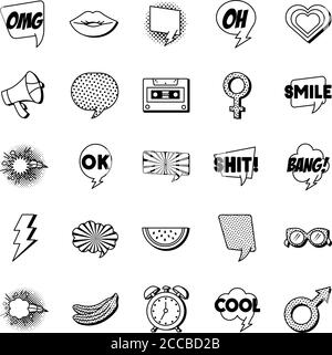 bundle of pop art set icons vector illustration design Stock Vector