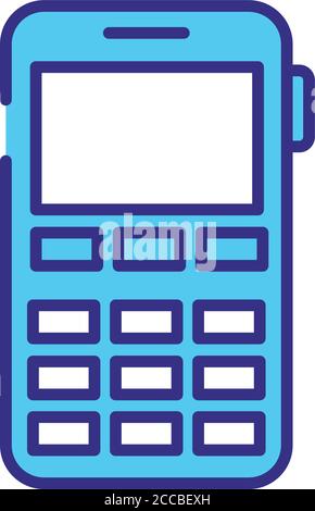 retro cellphone device line and fill style icon vector illustration design Stock Vector