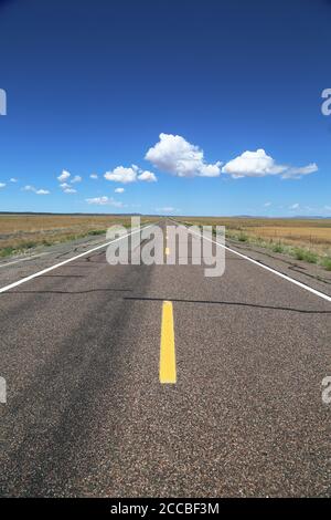 Wide open road on old Route 66 outside Kingman, Arizona Stock Photo