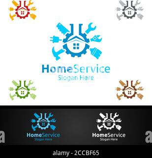 Lab Real Estate and Fix Home Repair Services Logo Design Stock Vector