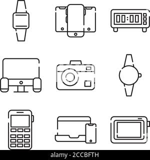 bundle of nine devices electronics set icons vector illustration design Stock Vector