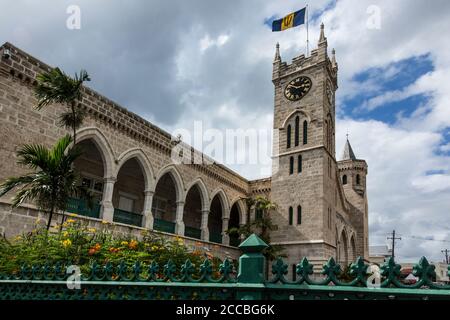 Barbados Parliament Buildings, built between 1870 and 1874, in Bridgetown, Barbados, are a UNESCO World Heritage Site. Stock Photo