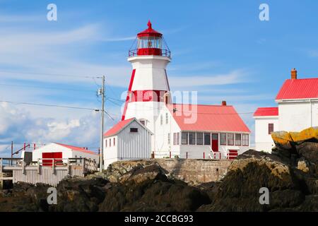 Head Harbour Lighthouse (East Quoddy) in New Brunswick, Canada on  Campobello Island. Stock Photo