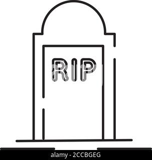 cemetery tomb with rip word line style icon vector illustration design ...