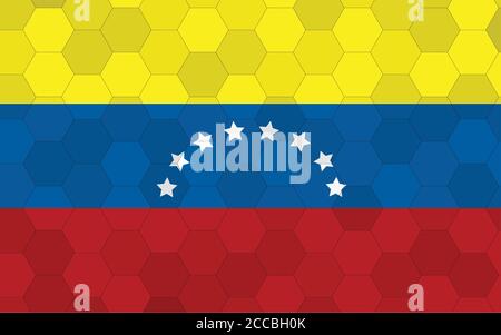 Venezuela flag illustration. Futuristic Venezuelan flag graphic with abstract hexagon background vector. Venezuela national flag symbolizes independen Stock Vector