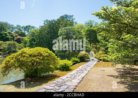 Katsura Imperial Villa (Katsura Rikyu) in Kyoto, Japan. It is one of the finest examples of Japanese architecture and garden design and founded in1645 Stock Photo