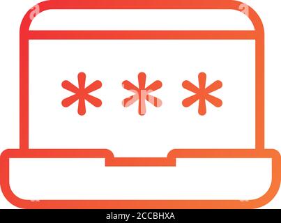 laptop computer with password gradient style icon vector illustration design Stock Vector