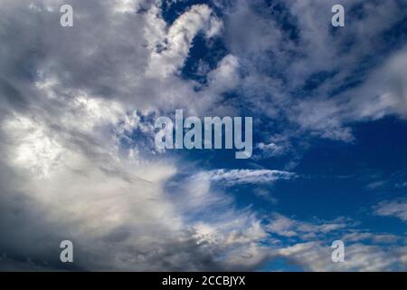 fluffy clouds in the blue sky after the rain Stock Photo