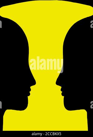 Figure-ground perception, face and vase. Figure-ground organization. Perceptual grouping. In Gestalt Psychology identifying a figure from background Stock Photo