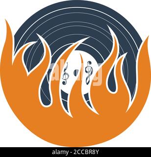 Flame Vinyl Icon. Flat Color Design. Vector Illustration. Stock Vector