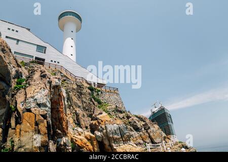 Taejongdae lighthouse on cliff in Busan, Korea Stock Photo