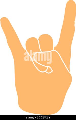 Rock Hand Icon. Flat Color Design. Vector Illustration. Stock Vector