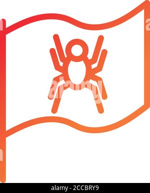 flag with spider security gradient style icon vector illustration design Stock Vector
