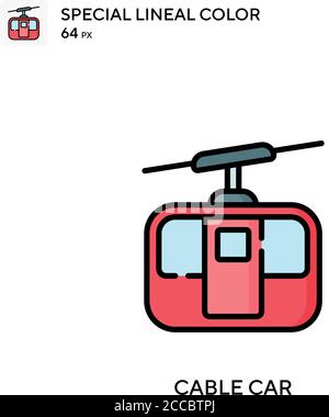 Cable car Special lineal color icon. Illustration symbol design template for web mobile UI element. Perfect color modern pictogram on editable stroke. Stock Vector
