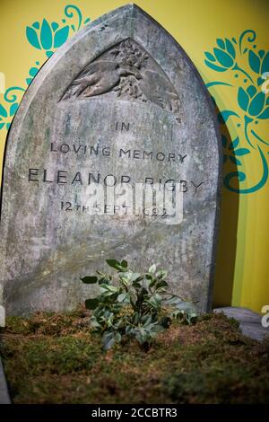 Eleanor Rigby gravestone , The Beatles Story museum, Liverpool Stock Photo