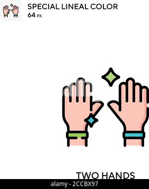 Two hands Special lineal color icon. Illustration symbol design template for web mobile UI element. Perfect color modern pictogram on editable stroke. Stock Vector