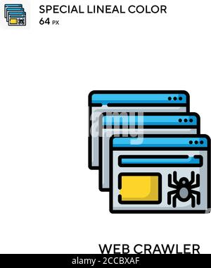 Web crawler Special lineal color icon. Illustration symbol design template for web mobile UI element. Perfect color modern pictogram on editable strok Stock Vector