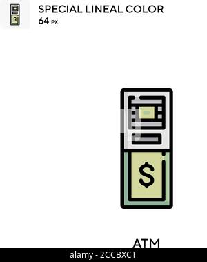 Atm Special lineal color icon. Illustration symbol design template for web mobile UI element. Perfect color modern pictogram on editable stroke. Stock Vector
