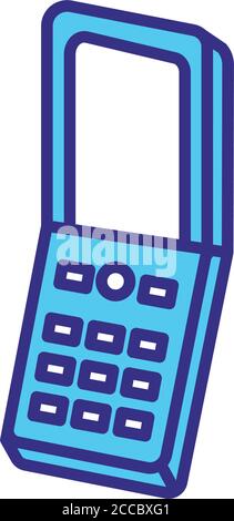 retro cellphone device line and fill style vector illustration design Stock Vector