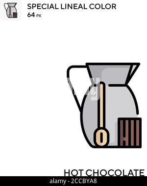 Hot chocolate Special lineal color icon. Illustration symbol design template for web mobile UI element. Perfect color modern pictogram on editable str Stock Vector