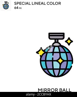 Mirror ball Special lineal color icon. Illustration symbol design template for web mobile UI element. Perfect color modern pictogram on editable strok Stock Vector