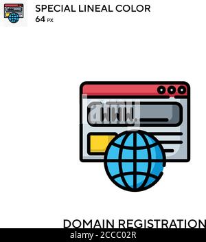 Domain registration Special lineal color icon. Illustration symbol design template for web mobile UI element. Perfect color modern pictogram on editab Stock Vector