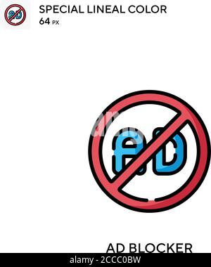Ad blocker Special lineal color icon. Illustration symbol design template for web mobile UI element. Perfect color modern pictogram on editable stroke Stock Vector