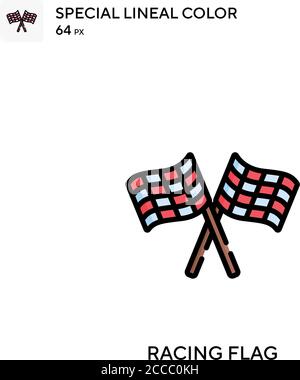 Racing flag Special lineal color icon. Illustration symbol design template for web mobile UI element. Perfect color modern pictogram on editable strok Stock Vector