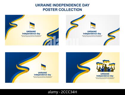 ukraine independence day poster collection, to welcome Ukraine's important day on August 24, additional size include layer by layer, relevant to big p Stock Vector