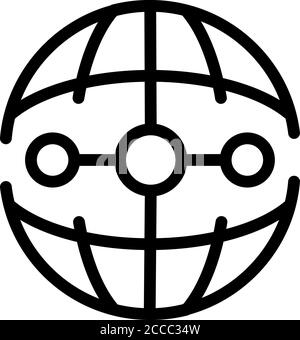 Code globe icon, outline style Stock Vector